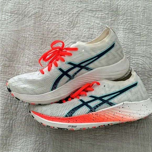 ASICS White and Orange Athletic Shoes W9 - Picture 6 of 7